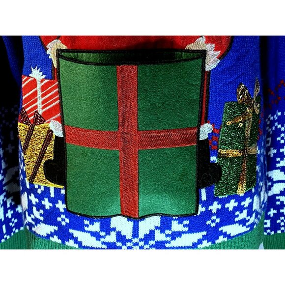Jolly Sweaters Pullover Ugly Christmas Holiday Santa Sunglasses Colorful Sz S - Picture 3 of 7